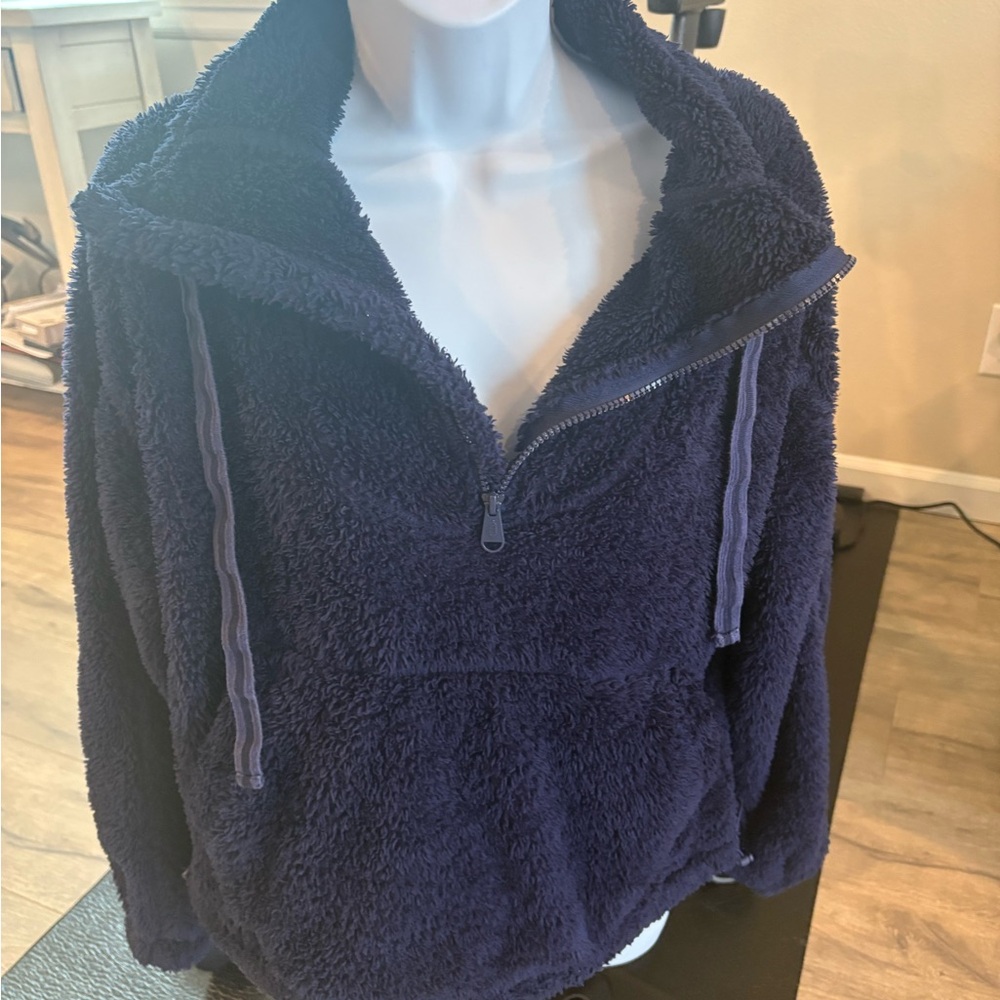 Free People Deep Blue Teddy Jacket